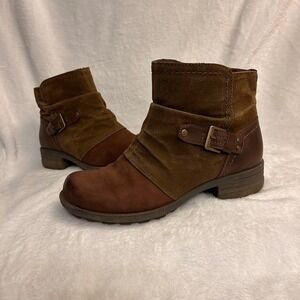 Earth Origins Women's Brown Ankle Boots sz 7.5W Leather Buckle Western Rustic